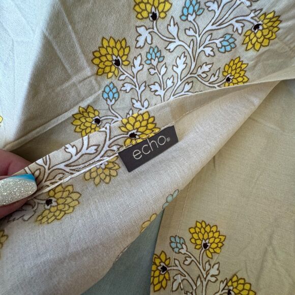 Echo Design Paros 300 Thread Count Cotton 3-piece Duvet Cover Set Teal Yellow - Picture 8 of 9